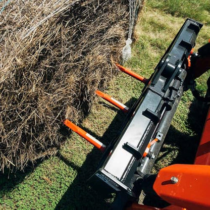 Titan Attachments HD Skid Steer Hay Frame Attachment, Three 43" Hay Spears, Rated 4,000 LB, Quick Tach Mounting, Hay Handing Equipment for Bobcat Tractors