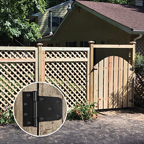 Heavy Duty Gate Hinges 4 Pack, 3.5 Inch Black Shed Barn Door Hinges, Metal Gate Hinges for Wooden Gates Wood Fence Outdoor with Screws, HOME MASTER HARDWARE - color: 4 Pack - Black
