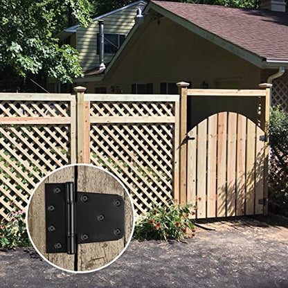 Heavy Duty Gate Hinges 4 Pack, 3.5 Inch Black Shed Barn Door Hinges, Metal Gate Hinges for Wooden Gates Wood Fence Outdoor with Screws, HOME MASTER HARDWARE - color: 4 Pack - Black