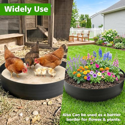 Chicken Dust Bath Tub, 28''D x 5.9''H Bottomless Design, PE Material, Adjustable Dust Bath for Chickens, Chicken Coop Cleaner Container,Essential Chicken Coop Accessory - size: 28"-ID