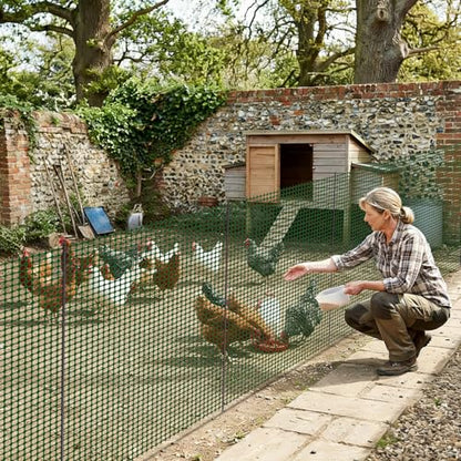 SUNYRISY Plastic Garden Mesh Fence Roll with Metal Stakes, Temporary Fencing Outdoor Dog Fence, 40in x 82ft Chicken Fencing Netting Animal Barrier for Backyard Poultry Pet, Green Grid - color: Green Grid