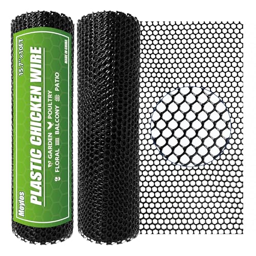 Heavy-Duty 15.7 in x 20 ft Black Plastic Chicken Wire Mesh | 500GSM Garden Fence Garden,Poultry,Dogs,Rabbit - Flexible Poultry Netting for Balcony Barrier & DIY Crafts - color: 20ft Black