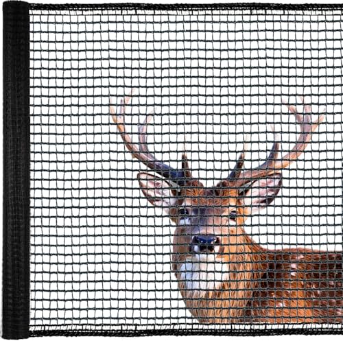 Deer Fence Netting, 7x100 Ft Plastic Mesh Fencing Roll, Temporary Animal Barrier Fence for Backyard, Chicken, Dog, Deer, Poultry. Garden Mesh Netting for Vegetable Fruit Tree Plant Protection - color: Black, size: 7x100 Ft