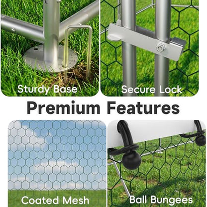 Large Metal Chicken Coop with Roosting Perch Walk-in Poultry Cage Chicken Run Duck House Chicken Pen Dome Shaped Coop with Waterproof Cover for Outdoor Backyard Farm Use(10' L x 19.7' W x 6.4' H) - size: 236.4"L x 120.0"W x 76.8"H
