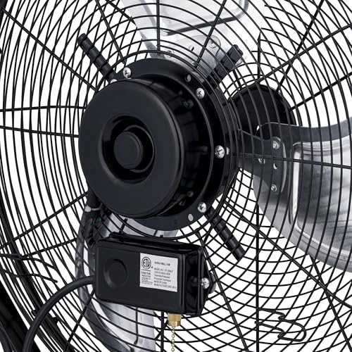 NewAir 20" High Velocity Wall Mount Fan, Heavy Duty Waterproof Outdoor Fan, Adjustable Tilt and 3 Speeds up to 4650 CFM, Pull Chain Switch | Wall Fan or Garage Fan for Indoor, Patio, Gym or Porch