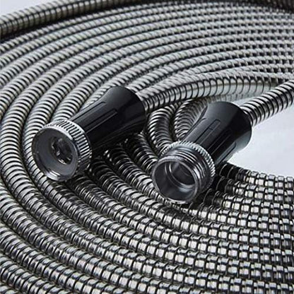 BIONIC STEEL 50 Ft Metal Garden Hose with Sprayer Nozzle,Non Kinking Stainless Steel Heavy Duty Hose 50Ft x 5/8 in. Ultra Flexible NON Expandable for Uninterrupted Water Flow,500 PSI,(Pack of 4) - size: 50' (Pack of 4)
