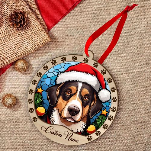 Personalized Appenzeller Sennenhund Ornament, Appenzeller Sennenhund Christmas Ornament, Custom Name Appenzeller Sennenhund Dog Suncatcher for Christmas Tree - color: Appenzeller Sennenhund
