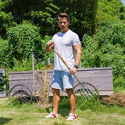 Berry&Bird Gardening Digging Fork, 4-Tine Stainless Steel Pitchfork, 43.9" Heavy Duty Spading Fork with D-Grip Handle and Ergonomic Ash Wood Handle for Digging, Planting, Cultivating, Aerating - size: 44in