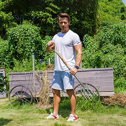 Berry&Bird Gardening Digging Fork, 4-Tine Stainless Steel Pitchfork, 43.9" Heavy Duty Spading Fork with D-Grip Handle and Ergonomic Ash Wood Handle for Digging, Planting, Cultivating, Aerating - size: 44in