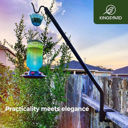 Kingsyard Heavy Duty Deck Hook, 27"-39" Adjustable Metal Deck Railing Hooks for Hanging Bird Feeders, Planters, Suet Baskets, Lanterns, Wind Chimes, Clamp Mounted - size: 27"-39" Clamp Mounted