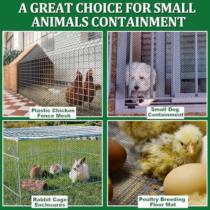 Plastic Wire Fence Mesh Roll, Sturdy Plastic Chicken Wire Mesh, Versatile Animal Fencing Barrier, Garden Netting Solution to Pet, Poultry, Dogs, Cats, Crafts and Gardening(Black, 15.7INx39FT)