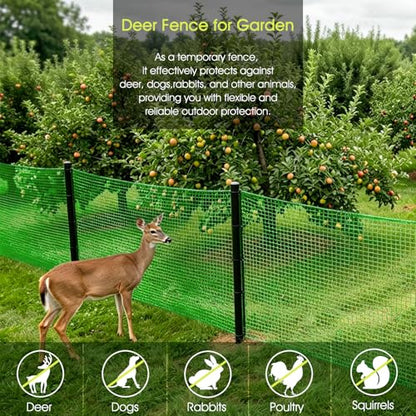 Deer Fence, RIFNY 2.6 x 50 FT Plastic Mesh Fencing Netting for Garden Outdoor Yard, Temporary Fence to Protect Plants Fruit and Ideal for Deer Dogs Chicken (Green) - size: 2.6 x 50 FT