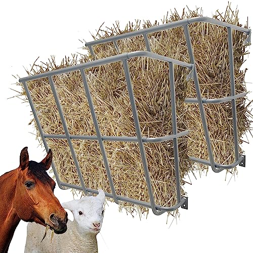 2Pcs Hay Feeder Goat, 20 Gallon Multiple Sided Goat Hay Rack, Heavy Duty Iron Wall Hay Rack for Sheep, Horses, Effortless Installation in Farm, Yield - size: 24INCH(2PCS)