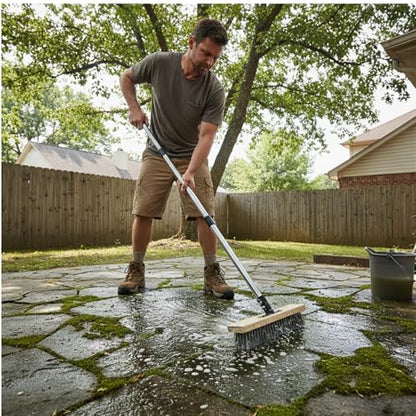 Heavy Duty Wire Broom,Stainless Steel Wire Scrub Brush with Long Handle,Perfect for Cleaning Weeds and Moss from patios, Decks, Gardens, Concrete, garages, and More(59in)