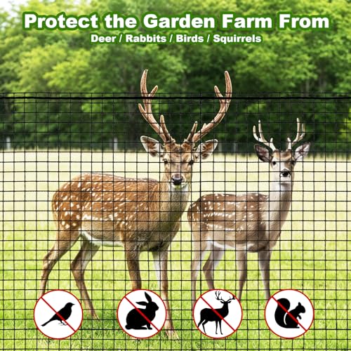 Deer Fence Netting, 4x50ft Heavy Duty Plastic Mesh Deer Fencing, 55GSM Garden Fence Animal Barrier, Bird Netting for Garden Protection, Reinforced Edge Temporary Fence for Tree Vegetable Raised Bed - size: 4x50FT