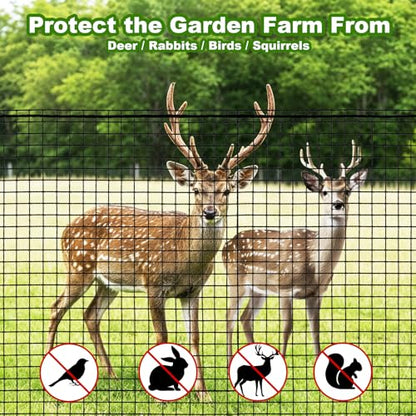 Deer Fence Netting, 4x50ft Heavy Duty Plastic Mesh Deer Fencing, 55GSM Garden Fence Animal Barrier, Bird Netting for Garden Protection, Reinforced Edge Temporary Fence for Tree Vegetable Raised Bed - size: 4x50FT
