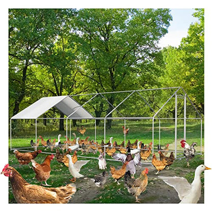 CHIKENCOOP Large Metal Chicken Coop Walk-in Poultry Cage Chicken Runs for Yard with Coverd Chicken Pen for 40 Chickens Duck Rabbit House Outdoor