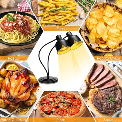 YUANHAO Commercial Dual-Head Food Heat Lamp | Buffet Warmer with 3 Shatterproof Bulbs – Flexible Gooseneck Heating Light for Catering, Restaurants & Carving Stations