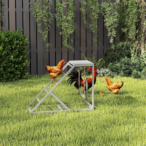 PawHut Chicken Activity Play for Healthy & Happy Animals, Swing Set with Chicken Perches & Hen Ladder, Coop Toy, Gray - color: Grey