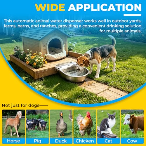 NATGAI Automatic Waterer Bowl with Float Valve | Stainless Steel Stock Horse Cattle Goat Sheep Dog Waterer for Livestock Dog Goat Pig (Without Drainage Hole)