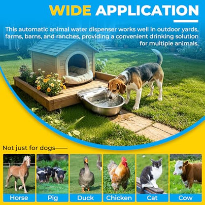 NATGAI Automatic Waterer Bowl with Float Valve | Stainless Steel Stock Horse Cattle Goat Sheep Dog Waterer for Livestock Dog Goat Pig (Without Drainage Hole)