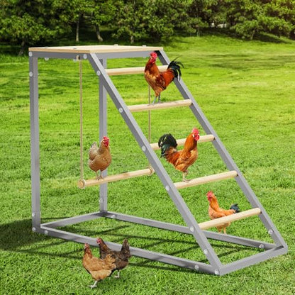 GarveeTech Chicken Perch for Coop with Ladder, Roosting Bars for Chickens in Coop, Poultry Duck Hen Chick Enrichment Toys to Exercise Makes The Meat Firmer for Yard Farm, 38"x 16" x 27.5" - size: 37.6" L x 15.7" W x 27.5" H