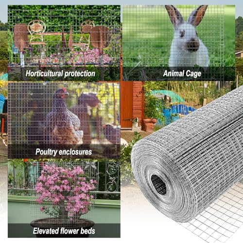 Cieex Hardware Cloth, 1/2inch 23Ga 16in x 50ft Chicken Wire Fencing, Galvanized Welded Chicken Wire Mesh for Chicken Coop Poultry Netting Garden, Predator Proof Chicken Wire Fence Roll