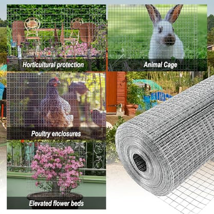 Cieex Hardware Cloth, 1/2inch 23Ga 16in x 50ft Chicken Wire Fencing, Galvanized Welded Chicken Wire Mesh for Chicken Coop Poultry Netting Garden, Predator Proof Chicken Wire Fence Roll