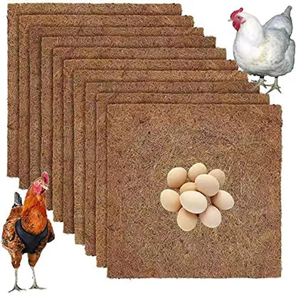 Natural Chicken Nesting Pads 6 / 10Pcs Bedding Washable Coconuts Fiber Mat Hens Nest Boxes Liners 13 " x13 " Chicken Nest Pads Nesting Bedding for Laying Eggs for Coops for Hens Pigeons Birds Bulk