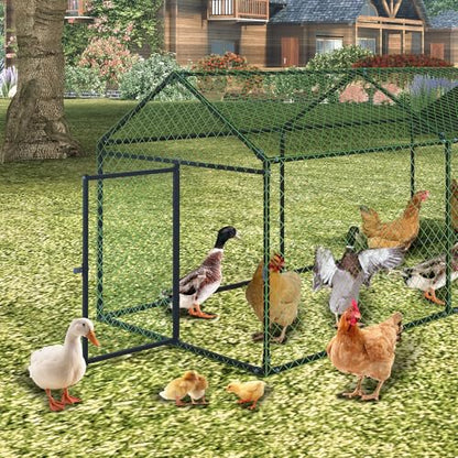 Large Chicken Coop, 120" x 40"x 40" Metal Chicken Run for Yard, Outdoor Chicken Pen with Waterproof and Anti-UV Cover for Backyard Farm Chicken Rabbit Duck, Black - color: Black
