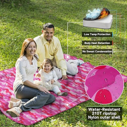 Mirzoyan Woobie Blanket, Military Poncho Liner Camo Insulated Camping Woobie Blanket for Outdoor Hiking (Pink with Zipper) - color: Pink With Zipper