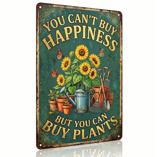 Funny Metal Garden Decor, Vintage Garden Tin Sign For Outside Garden Signs, Unique Gardening Gifts for Women, Greenhouse Decor & Yard Decorations Outdoor Patio Signs for Plant Lovers - color: sunflower