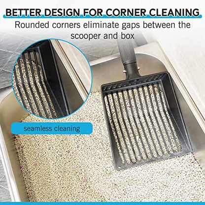 Cat Litter Scoop, Deep Shovel with Metal Long Handle, 21"-39.5" Telescopic & Adjustable Heavy Duty Fast Sifting Shovel Kitty Litter Scooper for Sifting Cats Litter - size: 21-39.5 inch