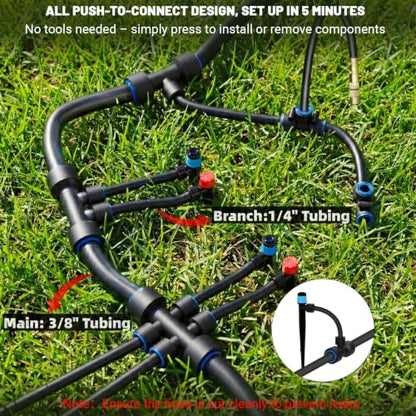 100FT Drip Irrigation Kit, Automatic Garden Watering System with Quick Connect PE Tubing, 2026 New Upgraded Water-Saving Design, 3 Adjustable Nozzles for Yard, Greenhouse, Lawn & Raised Bed - size: 100FT