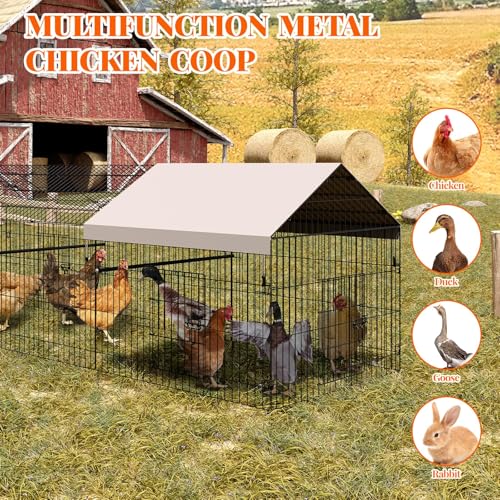 GarveeLife Portable Metal Chicken Coop, 130"×40"×40" Chicken Run for Yard with Waterproof Cover, Portable Poultry Cage for Outdoor Backyard Farm Chicken Rabbit Duck - size: 130"L