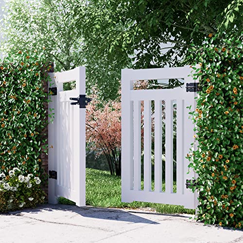 WINSOON Stainless Steel Self Closing Gate Hinge and Latch Hardware Kit, Heavy Duty Adjustable Tension Gate Hinges 2-Pack & 1-Automatic Latch, Gate Hardware Kit for Wood/Vinyl Fence Gate - style: 2 Pack Hinges & 1 Latch