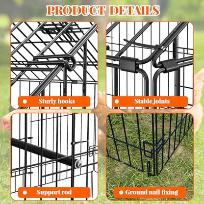Chicken Coop 130"×40" Chicken Runs for Yard with Cover Outdoor Metal Chicken Coop for Small Animals Duck Rabbit Hen - size: 44.9"L x 3.4"W x 27.6"H