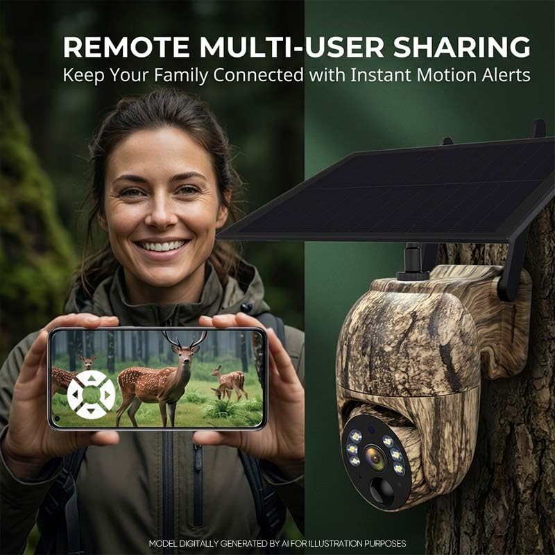 4G LTE Cellular Trail Camera with Built-in SIM Card, Solar Powered Game Camera, 4MP Ultra HD 360° Live Streaming, Motion Activated Trail Cam with IR & White LED Night Vision, IP66 Waterproof (1pc) - color: 1pc