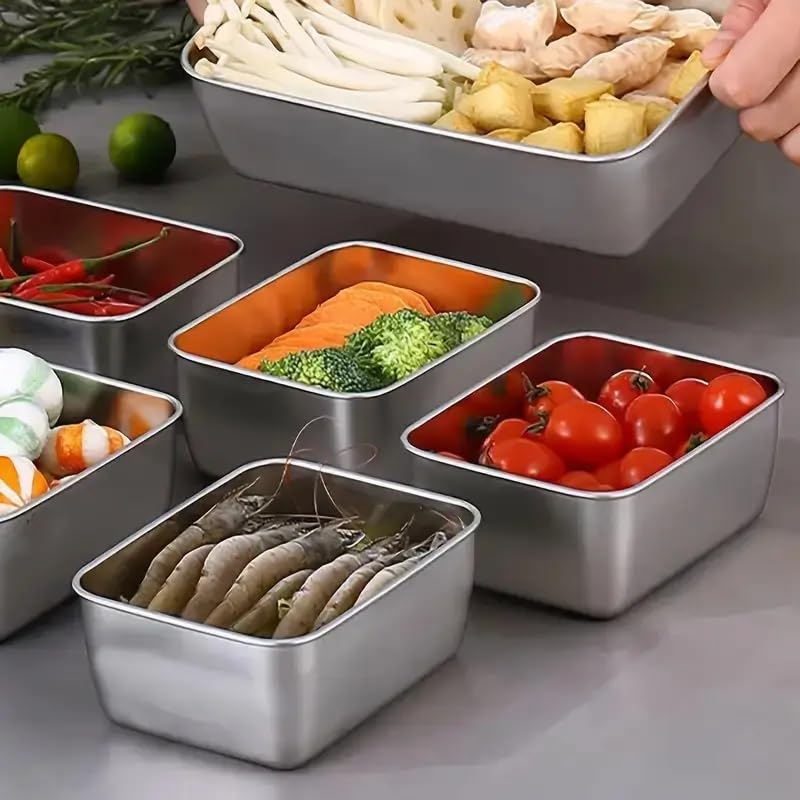 6pcs Stainless Steel Stacking Food Containers with Lids, Reusable Snack & Prep Containers for Office, sp-00018 - color: silver-01
