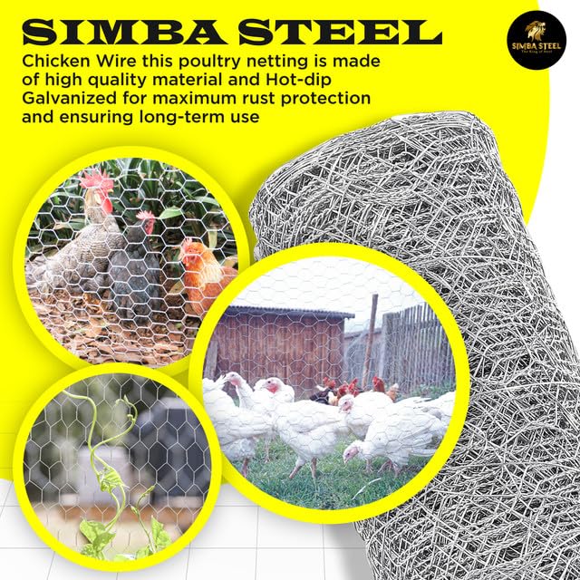 Chicken Wire 12 in x 100 FT x 2” Mesh x 20GA | Poultry Wire Netting | Hot Dipped Galvanised | Hexagonal Galvanized Mesh for Chicken Coop, Rabbit Cage, Fence Barrier PM12x100x2 - style: 12 in x 100 FT x 2 in