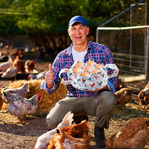 Eggs Collecting Basket with 7 Pouches, Eggs Gathering Basket Canvas Carrying and Collecting Chicken Egg Bags for Farmhouse Chicken Hen Duck Goose Housewife Garden Transporting Storage