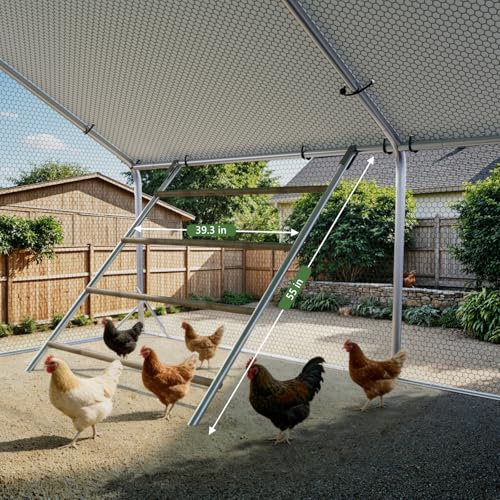 Sannwsg Large Metal Chicken Coop with Run, Walk in Chicken Pen with Waterproof Cover, Secure Lock, Heavy Duty Poultry Cage with Feeding Door for Outdoor Farm Use（6.5x10 FT - size: 118.0"L x 78.0"W x 79.0"H