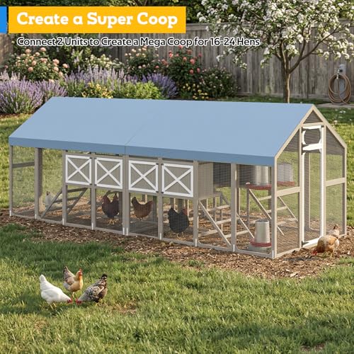 71" H Large Chicken Coop Outdoor Hen House for 8-12 Chickens Walk-in Chicken Run with Weatherproof Roof, Wooden Backyard Poultry Cage with 8 External Nesting Boxes, Ramp for Yard Farm - size: 94.5"L x 70.0"W x 71.0"H