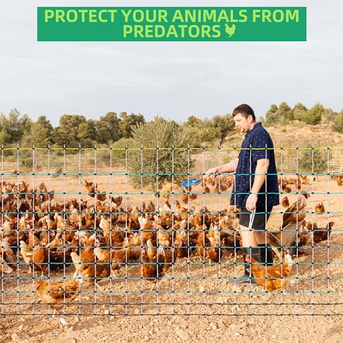 Poultry Netting Electric Fence, Portable Livestock Nets Mesh for Chickens, Ducks, Geese, Turkey, Electric Fencing for Backyards, Homesteaders, Farms, Ranches (Bright Blue, 41.5" H x 164' L Poultry)