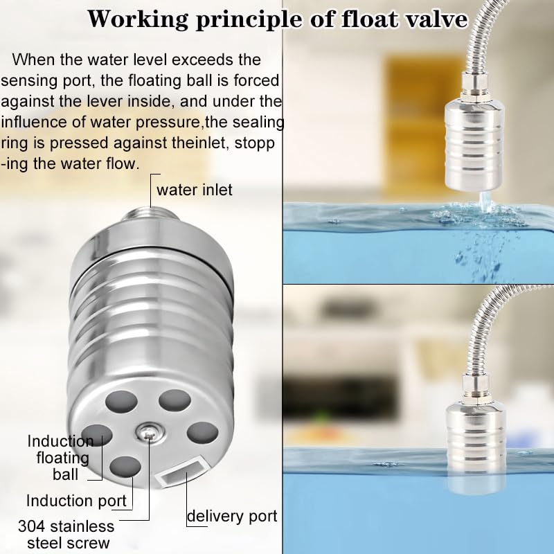Float Valve,1/2" to 3/4" Water Float Valve,304 Stainless Steel Fully Automatic Water Level Controller for Water Tank,Pool, Livestock Troughs. - size: 1/2 Float Valve-3/4