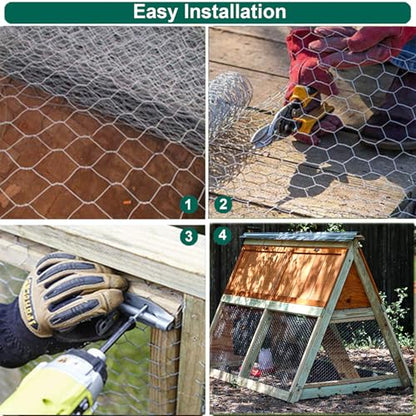 Chicken Wire Fencing, 16 Inx 276 in (40cm x 7m) Chicken Wire Mesh Roll, 1 in Mesh Poultry Wire Netting, Anti-Rust Hexagonal Galvanized for Chicken Coop Crafts Garden Fence with 50 Zip Ties - size: 16 x 276 Inches-1 Inch Mesh