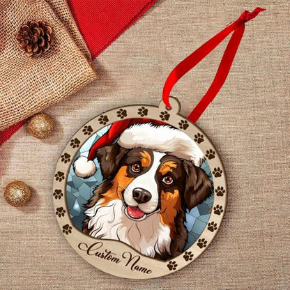 Personalized Australian Shepherd Ornament, Australian Shepherd Christmas Ornament, Custom Name Australian Shepherd Dog Suncatcher for Christmas Tree - color: Australian Shepherd
