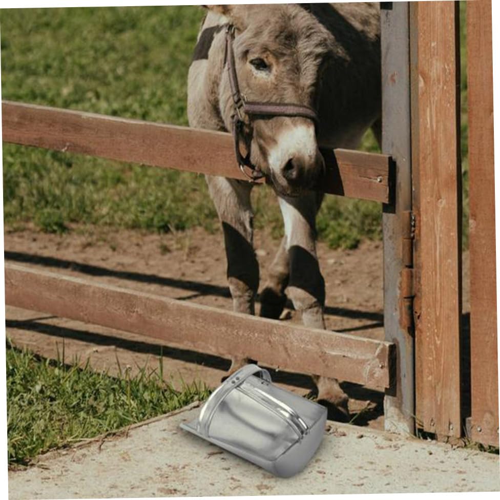 Abaodam 2pcs Iron Shovel Food Feeding Scoop for Livestock Farm Use Comfortable Handle for Easy Feeding and Clean-up