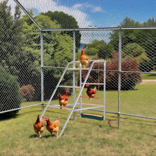 Chicken Perch Swing with Ladder for Coop,Metal Frame Chicken Roosting Bars,Pet Swing Set for Backyard Poultry Farm Roost Chicken