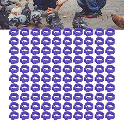 Omabeta 100PCS Reusable 8mm Pigeons Identification Leg Rings for Easy Dovecot Management and Marking, Lightweight Plastic Bands for Poultry Supplies (Purple) - color: Purple